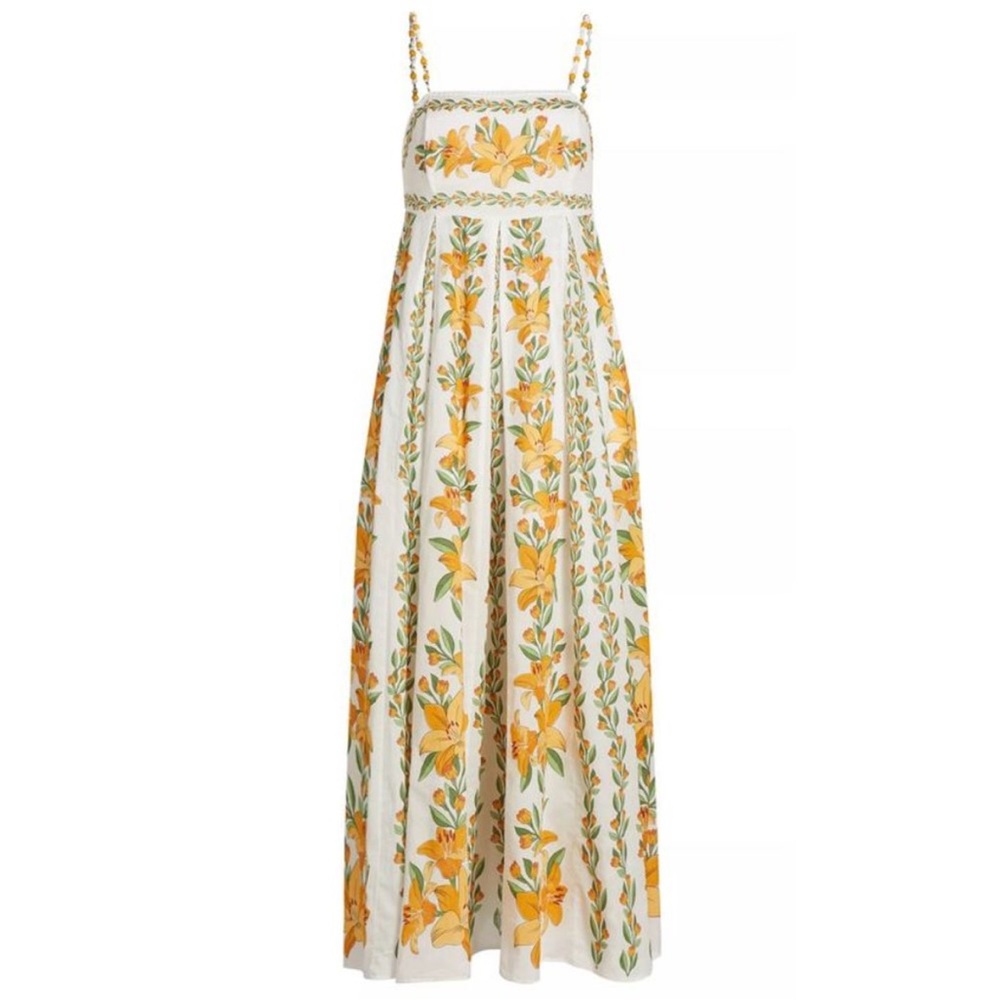NWT Farm Rio Womens Tropical Lightness Maxi Dress Off White Yellow floral - Picture 7 of 12